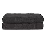 Komfortec 2er Saunatuch Set 80x200 cm aus 100% Baumwolle, XXL-Saunatücher, Sauna Handtuch, Weich, Groß, Frottee, Schnelltrocknend, Schwarz