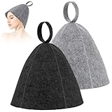 2 Stück Saunahut Filz, Woll Saunamütze, Weiche Saunakappe, Sauna Mütze Filzhut Saugfähige, Sauna Zubehör Für Damen Herren Kopfschutz Universelle Größe (Grau, Schwarz)