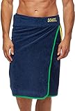 Sowel® Saunakilt Herren, 100% Bio-Baumwolle, Saunahandtuch mit Klettverschluss, Saunatuch, Sauna Buddy, 60 x 140 cm, Navy/Grün