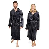 Blumtal Bademantel Damen & Herren XL - OEKO-TEX zert. Morgenmantel mit Kapuze, extra saugstark, für Sauna, Anthrazit-Grau