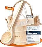WASSERFELD® Sauna Eimer Set (4 Liter) - Hochwertiger Sauna Eimer mit Kelle - Hitzebeständiger Saunakübel 4L inkl. Einsatz & Hanftrageseil