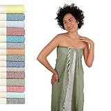 Flora Furora Saunahandtuch Saunatuch Damen + Herren, Hamamtuch groß 100x200 XXL: lang, platzsparend, leicht | Sauna Handtuch, Wellness Spa Tuch, Saunakilt Zubehör | Fouta Hamam Badetuch
